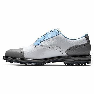 Men's Footjoy Premiere Series Tarlow Spikes Golf Shoes White/Light Blue/Grey NZ-537414